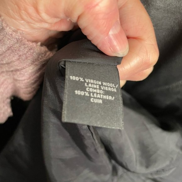 Lafayette 148 black dress midi size 8 virgin wool leather - Picture 4 of 10